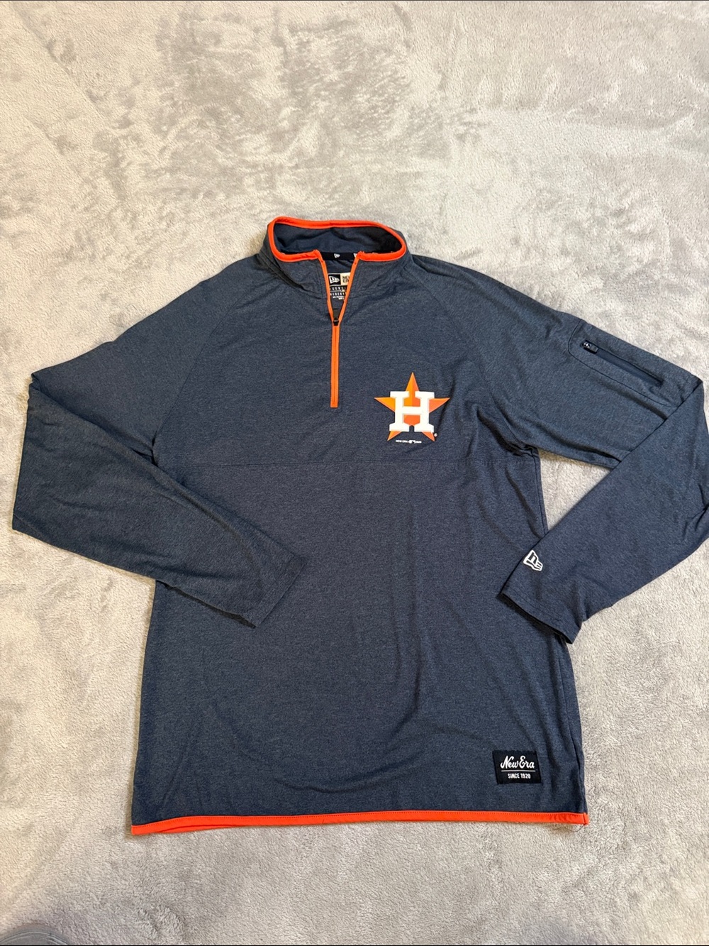 Houston New Era Astros Navy & Orange Quarter-Zip Pullover
